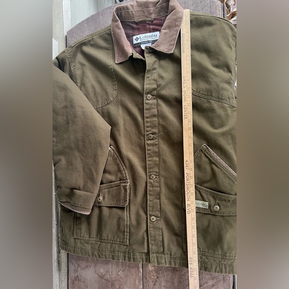 Columbia VTG River Lodge Men XL Heavy Canvas Lined Hunting Jacket Leather Collar - Picture 10 of 16
